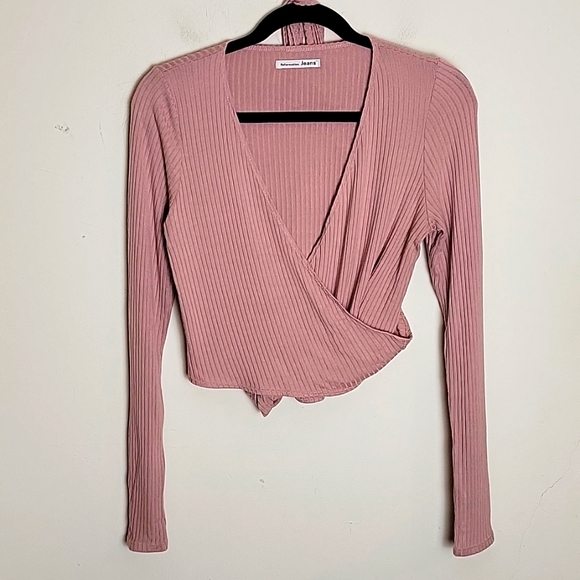 Reformation Tops - Reformation Alana ribbed crop wrap top